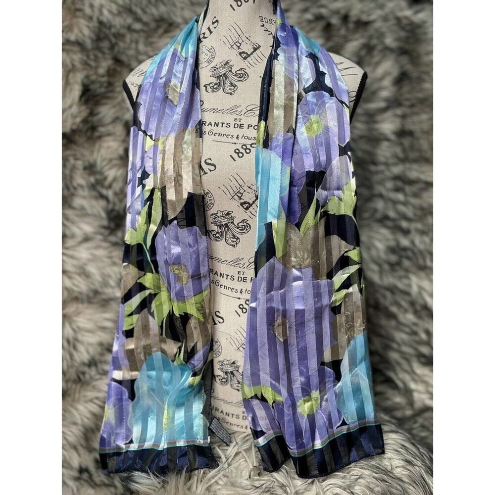 Lavaren Lavdora Elegant Sheer Floral Scarf Polyester 13in‎ x 60 In